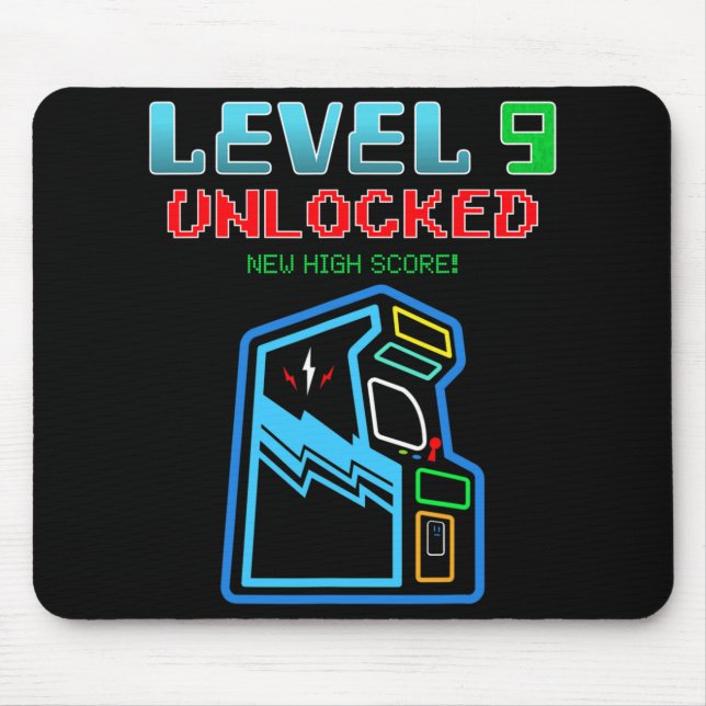 Level 9 Unlocked New High Score Arcade Game Birthd Mouse Pad (Front)
