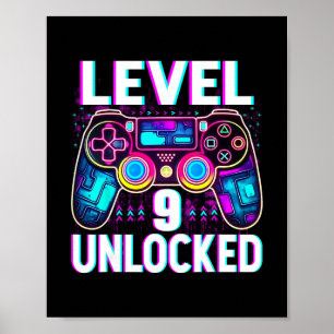 Level 9 Unlocked Shirt Funny Video Gamer Geek 9th  Poster