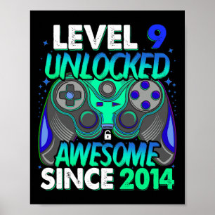 Level 9 Unlocked Video Game 9 Years Old Boy 9th Bi Poster