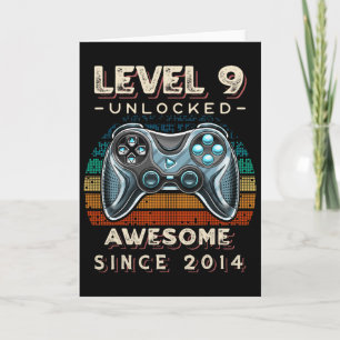 Level 9 Unlocked Video Game 9th Birthday 9 Yr Old  Card