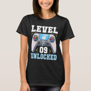 Level 9 Unlocked Video Game 9th Birthday Gamer Boy T-Shirt