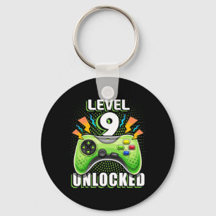 Level 9 Unlocked Video Game 9th Birthday Gamer Gif Keychain