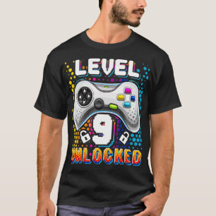 Level 9 Unlocked Video Game 9th Birthday Gamer Gif T-Shirt