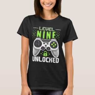 Level 9 Unlocked Video Game 9th Birthday Gamer Gif T-Shirt