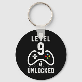 Level 9 Unlocked Video Game 9th Birthday Gift Keychain