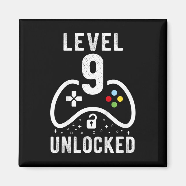Level 9 Unlocked Video Game 9th Birthday Gift  Magnet (Front)