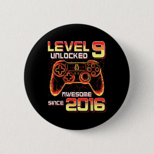 Level 9 Unlocked Video Game Party 9th Birthday Gam 2 Inch Round Button