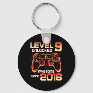 Level 9 Unlocked Video Game Party 9th Birthday Gam Keychain