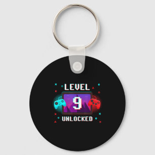 Level 9 Unlocked Video Gamer Funny 9th Birthday Bo Keychain