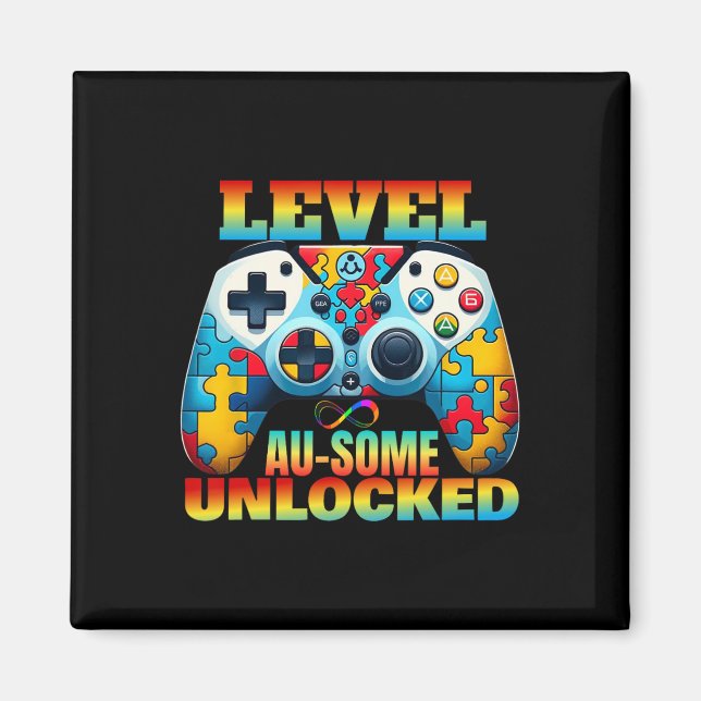 Level Au-some Unlocked Video Game Controller Autis Magnet (Front)