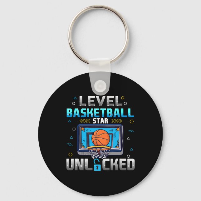 Level Basketball Star Unlocked Boys Men Gamer  Keychain (Front)