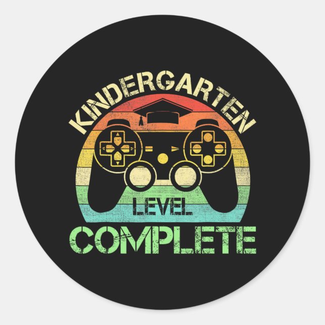 Level Complete Gaming Boy Last Day Of School  Classic Round Sticker (Front)