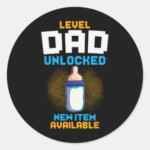 Level Dad Unlocked Pregnancy Announcement Gamer Fa Classic Round Sticker