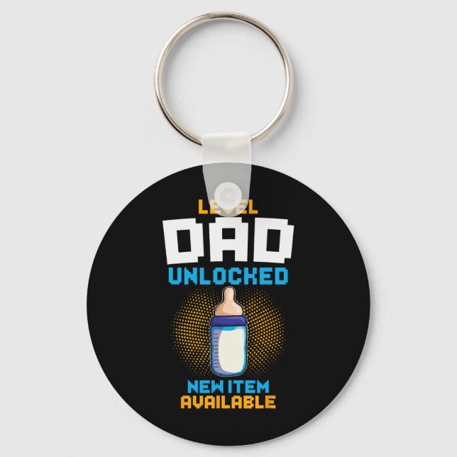 Level Dad Unlocked Pregnancy Announcement Gamer Fa Keychain (Front)