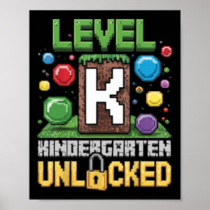 Level Kindergarten Unlocked Video Game Funny Back  Poster
