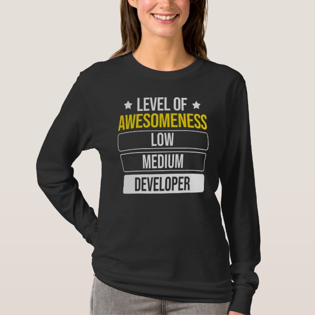 Level Of Awesomeness Developer Software Developer T-Shirt (Front)