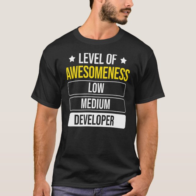 Level Of Awesomeness Developer Software Developer T-Shirt (Front)