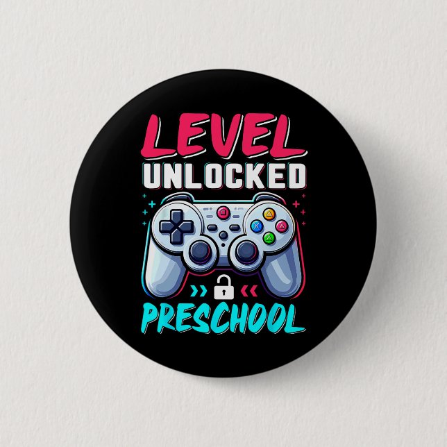 Level Preschool Unlocked Back To School Boys Team  2 Inch Round Button (Front)