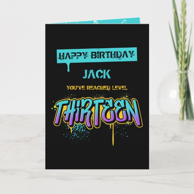 Level Thirteen Birthday Card (Front)