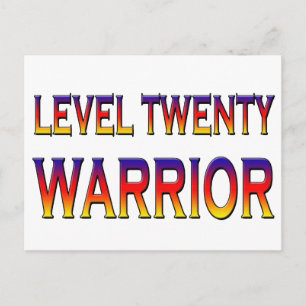 Level twenty warrior postcard