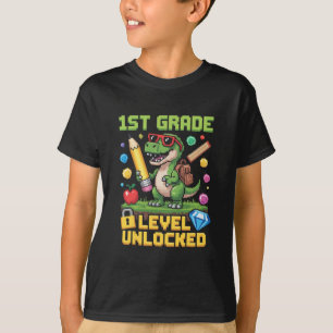 Level Unlocked 1st Grade Dinosaur Ck To School Gam T-Shirt