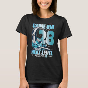 Level Unlocked 28th Birthday 28 Years Man Woman Ga T-Shirt