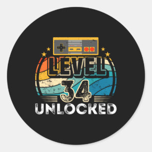 Level &#; Unlocked Birthday Boy &#; th Video Game Classic Round Sticker