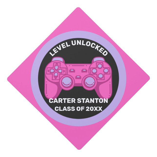 Level Unlocked Gamer Graduation Personalized Gradu Graduation Cap Topper (Front)