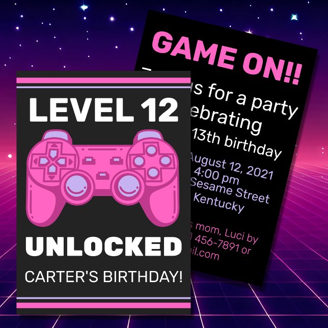 Level Unlocked Kid's Birthday Personalized Invitat Invitation (Creator Uploaded)