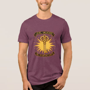 Level Unlocked Retro Gaming Pixel Art Key   New  Tri-Blend Shirt