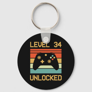 Level &#; Unlocked - Retro Vintage Funny &#; th B Keychain