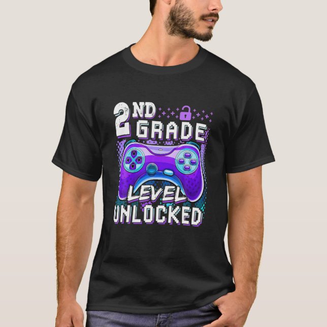 Level Unlocked Video Game 2Nd Grade Back To School T-Shirt (Front)