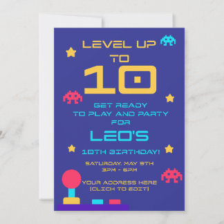 Level Up 10th Birthday Invite | Editable
