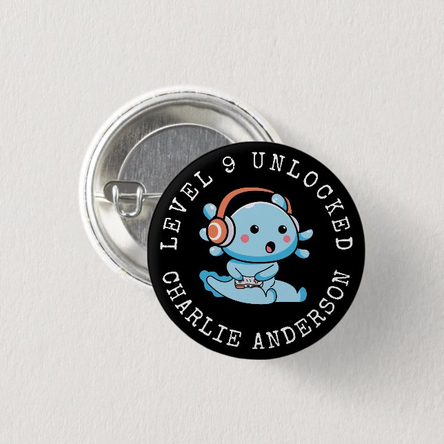 Level Up Axolotl Birthday  1 Inch Round Button (Front & Back)