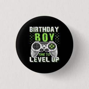 Level Up Birthday Boy Video Game 1 Inch Round Button