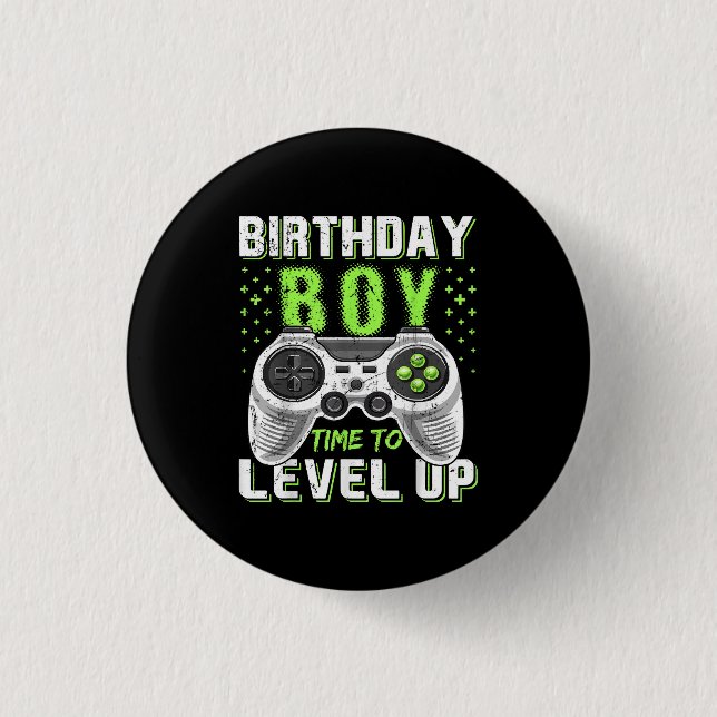 Level Up Birthday Boy Video Game 1 Inch Round Button (Front)