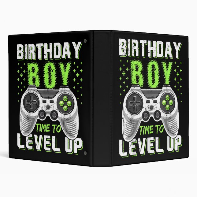 Level Up Birthday Boy Video Game Binder (Background)