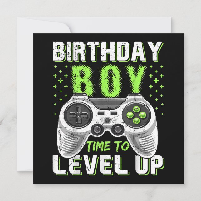 Level Up Birthday Boy Video Game Invitation (Front)