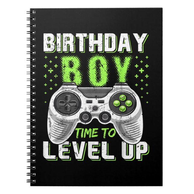 Level Up Birthday Boy Video Game Notebook (Front)