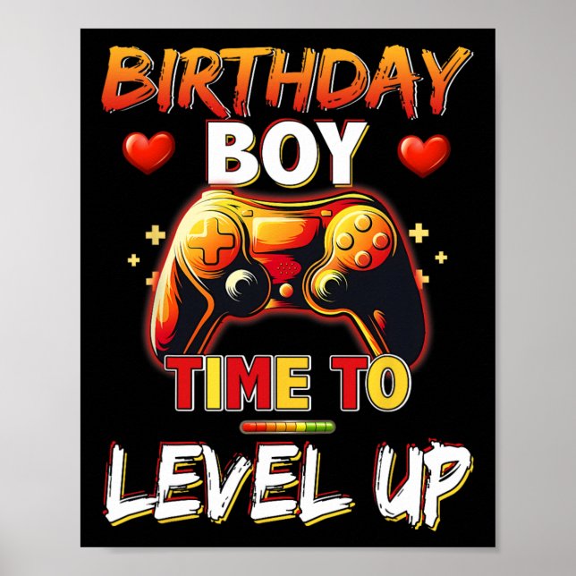 Level Up Birthday Boy Video Game  Poster (Front)