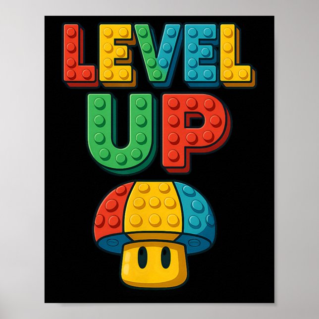 Level Up Block Lettering Powerup Gamer  Poster (Front)