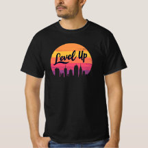 LEVEL UP CITY SKYLINE RETRO SUNSET