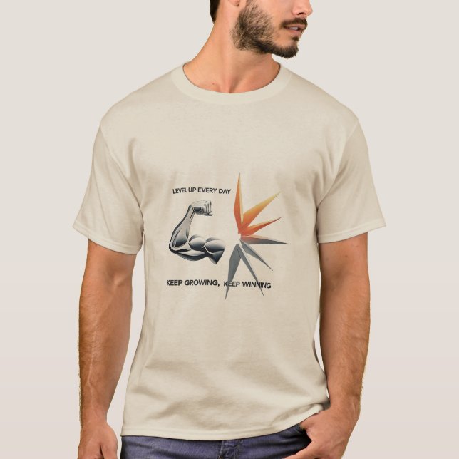 Level Up Every Day – Strength, Growth, Victory Tee (Front)