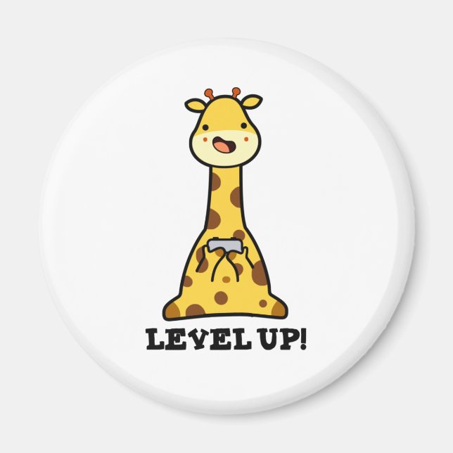 Level Up Funny Giraffe Pun  Magnet (Front)