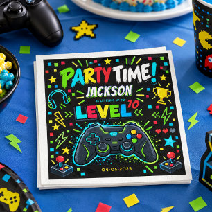 Level Up Gamer 10th Birthday Boy Party Napkin