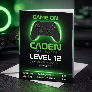 Level Up Gamer Birthday Invitation – Neon Game