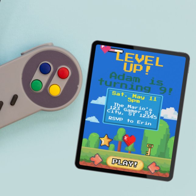 Level Up gamer birthday party Invitation (Creator Uploaded)