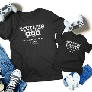 Level Up Gamer Dad Child Next Gen Player Matching Baby T-Shirt