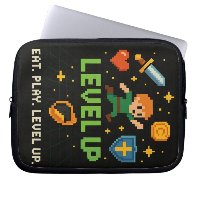 Level Up Gamer Electronics Bag – Pixel Retro Style (Front)
