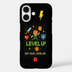 Level Up Gamer iPhone 16 Case – Pixel Retro Style